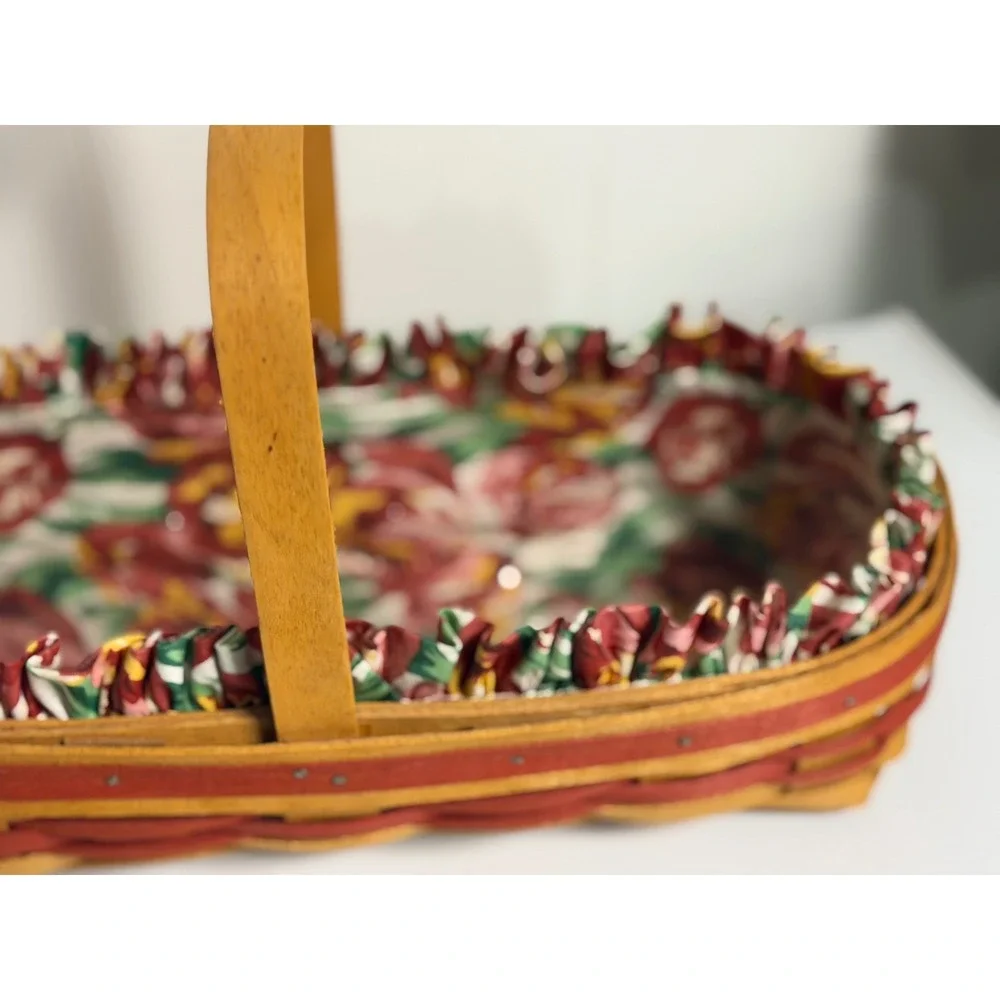 VTG Longaberger Grandma Bonnie May Series Tulip Basket Brown Floral Liner 1995